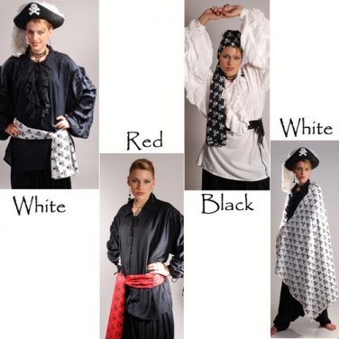 Renaissance Gothic Pirate Skull Scarf Large (Red)