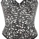 Black Fur Embossed Fabric Cutwork Steel Boning Overbust Corset - Miracle Corsets (Body Waist-34inch)