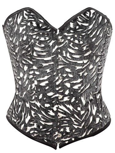 Black Fur Embossed Fabric Cutwork Steel Boning Overbust Corset - Miracle Corsets (Body Waist-34inch)