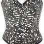 Black Fur Embossed Fabric Cutwork Steel Boning Overbust Corset - Miracle Corsets (Body Waist-34inch)