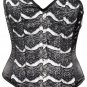 Black Satin Ornamental Fabric Steel Boning Overbust Corset Bustier (Body Waist-32inch)