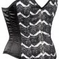 Black Satin Ornamental Fabric Steel Boning Overbust Corset Bustier (Body Waist-38inch)