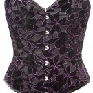 Black Floral Fabric Cutwork Steel Boning Overbust Corset - Miracle Corsets (Body Waist-24inch)