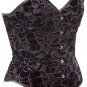 Black Floral Fabric Cutwork Steel Boning Overbust Corset - Miracle Corsets (Body Waist-26inch)