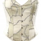 Elegant Patchwork Fabric Steel Boning Overbust Fashion Corset Waist Cincher (Body Waist-26inch)
