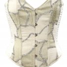 Elegant Patchwork Fabric Steel Boning Overbust Fashion Corset Waist Cincher (Body Waist-40inch)