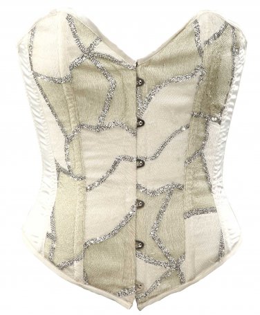 Elegant Patchwork Fabric Steel Boning Overbust Fashion Corset Waist Cincher (Body Waist-40inch)