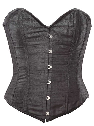 Black Silk Steel Boning Overbust Fashion Corset - Miracle Corsets (Body Waist-38inch)