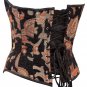 Black Floral Tapestry Fabric Steel Boning Overbust Fashion Corset Bustier (Body Waist-24inch)