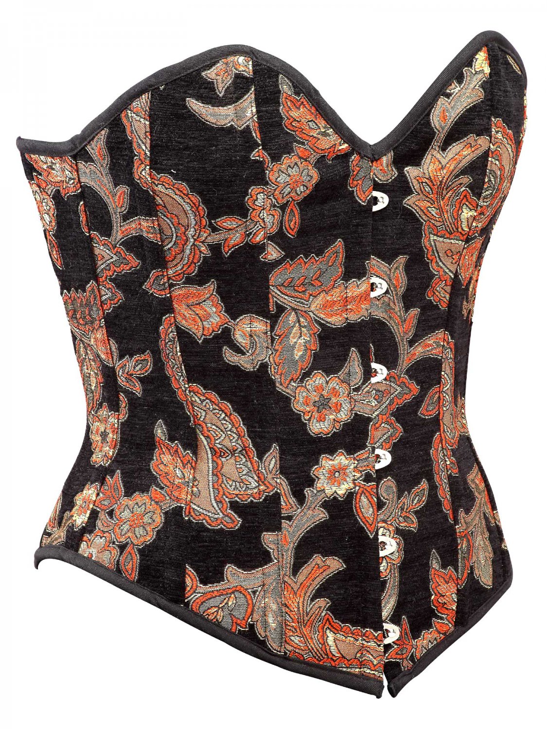 Black Floral Tapestry Fabric Steel Boning Overbust Fashion Corset