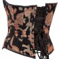 Black Floral Tapestry Fabric Steel Boning Overbust Fashion Corset Bustier (Body Waist-34inch)