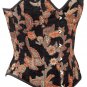 Black Floral Tapestry Fabric Steel Boning Overbust Fashion Corset Bustier (Body Waist-36inch)