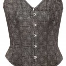 Brown Brocade Fabric Steel Boning Overbust Fashion Corset - Miracle Corsets (Body Waist-24inch)