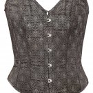 Brown Brocade Fabric Steel Boning Overbust Fashion Corset - Miracle Corsets (Body Waist-34inch)