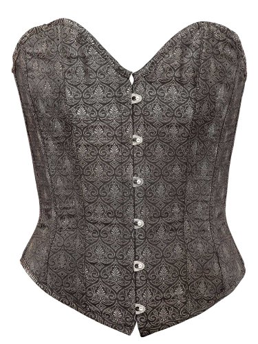 Brown Brocade Fabric Steel Boning Overbust Fashion Corset - Miracle Corsets (Body Waist-36inch)