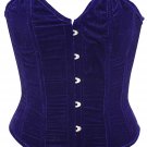 Blue Velvet Fabric Steel Boning Overbust Fashion Corset - Miracle Corsets (Body Waist-36inch)