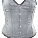 Grey Striped Corporate Steel Boning Overbust Fashion Corset - Miracle Corsets (Body Waist-32inch)