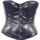 Check Design Black Faux Leather Fabric Steel Boning Overbust Fashion Corset (Body Waist-34inch)