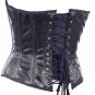 Check Design Black Faux Leather Fabric Steel Boning Overbust Fashion Corset (Body Waist-40inch)