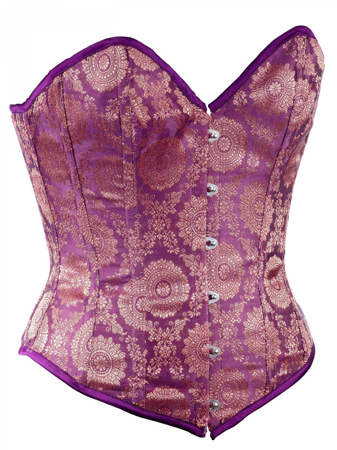 Purple Ethnic Indian Fabric Steel Boning Overbust Fashion Corset (Body ...