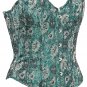 Green Floral Jacquard Fabric Steel Boning Overbust Fashion Corset -(Body Waist-26inch)
