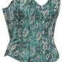 Green Floral Jacquard Fabric Steel Boning Overbust Fashion Corset -(Body Waist-28inch)