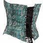 Green Floral Jacquard Fabric Steel Boning Overbust Fashion Corset -(Body Waist-28inch)