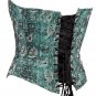 Green Floral Jacquard Fabric Steel Boning Overbust Fashion Corset -(Body Waist-40inch)