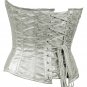 Silver Faux Leather Fabric Steel Boning Overbust Fashion Corset -(Body Waist-24inch)