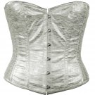 Silver Faux Leather Fabric Steel Boning Overbust Fashion Corset -(Body Waist-26inch)