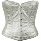 Silver Faux Leather Fabric Steel Boning Overbust Fashion Corset -(Body Waist-28inch)