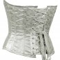 Silver Faux Leather Fabric Steel Boning Overbust Fashion Corset -(Body Waist-28inch)