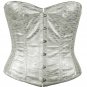 Silver Faux Leather Fabric Steel Boning Overbust Fashion Corset -(Body Waist-30inch)