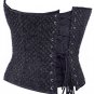 Black Floral Fabric Steel Boning Underbust Fashion Corset Waist Cincher (Body Waist-34inch)