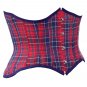 Red & Blue Check Steel Boning Underbust Fashion Corset/Waist Cincher (Body Waist-26inch)