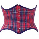 Red & Blue Check Steel Boning Underbust Fashion Corset/Waist Cincher (Body Waist-32inch)
