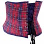 Red & Blue Check Steel Boning Underbust Fashion Corset/Waist Cincher (Body Waist-34inch)