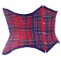 Red & Blue Check Steel Boning Underbust Fashion Corset/Waist Cincher (Body Waist-36inch)