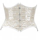 Silver Floral Brasso Velvet Fabric Steel Boning Underbust Fashion Corset (Body Waist-34inch)