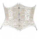 Silver Floral Brasso Velvet Fabric Steel Boning Underbust Fashion Corset (Body Waist-38inch)