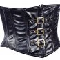 Black Faux Leather Steel Boning Underbust Fashion Corset Waist Cincher (Body Waist-24inch)