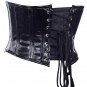 Black Faux Leather Steel Boning Underbust Fashion Corset Waist Cincher (Body Waist-24inch)