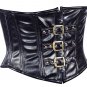 Black Faux Leather Steel Boning Underbust Fashion Corset Waist Cincher (Body Waist-28inch)