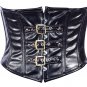 Black Faux Leather Steel Boning Underbust Fashion Corset Waist Cincher (Body Waist-30inch)