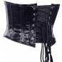 Black Faux Leather Steel Boning Underbust Fashion Corset Waist Cincher (Body Waist-30inch)