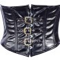 Black Faux Leather Steel Boning Underbust Fashion Corset Waist Cincher (Body Waist-32inch)