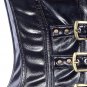 Black Faux Leather Steel Boning Underbust Fashion Corset Waist Cincher (Body Waist-32inch)