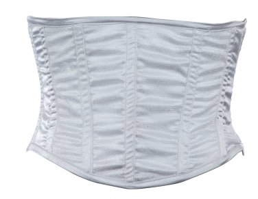 Silver Shimmering Fabric Steel Boning Underbust Fashion Corset Waist Cincher (Body Waist-28inch)