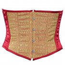 Maroon Brocade Fabric Steel Boning Underbust Fashion Corset Waist Cincher (Body Waist-24inch)