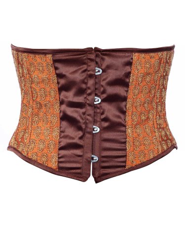 Maroon Borcade Fabric Steel Boning Underbust Fashion Corset Waist Cincher (Body Waist-36inch)